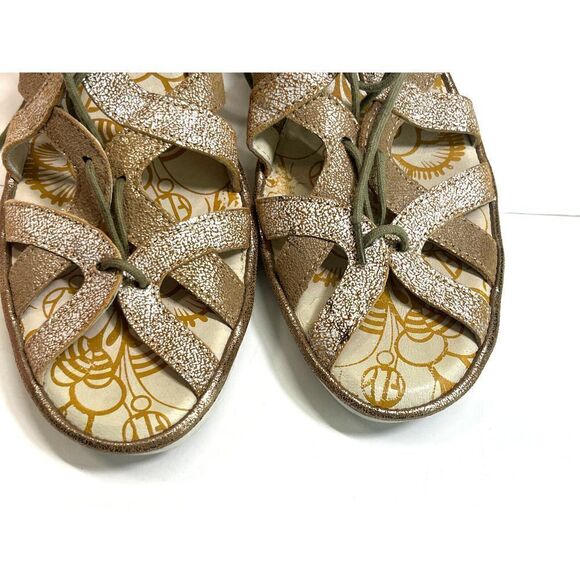 Fly London Sandals Size 10- 10.5 41 EU Gladiator Heeled Lace Up Metallic - Picture 12 of 16